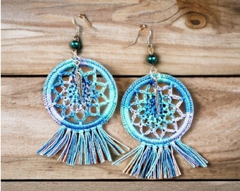 Boho mandala earrings - blue