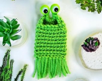 Mini Yip Yip googly eye Martian party favor, treat bag - green