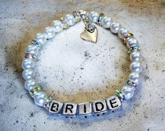 BRIDE message word bracelet