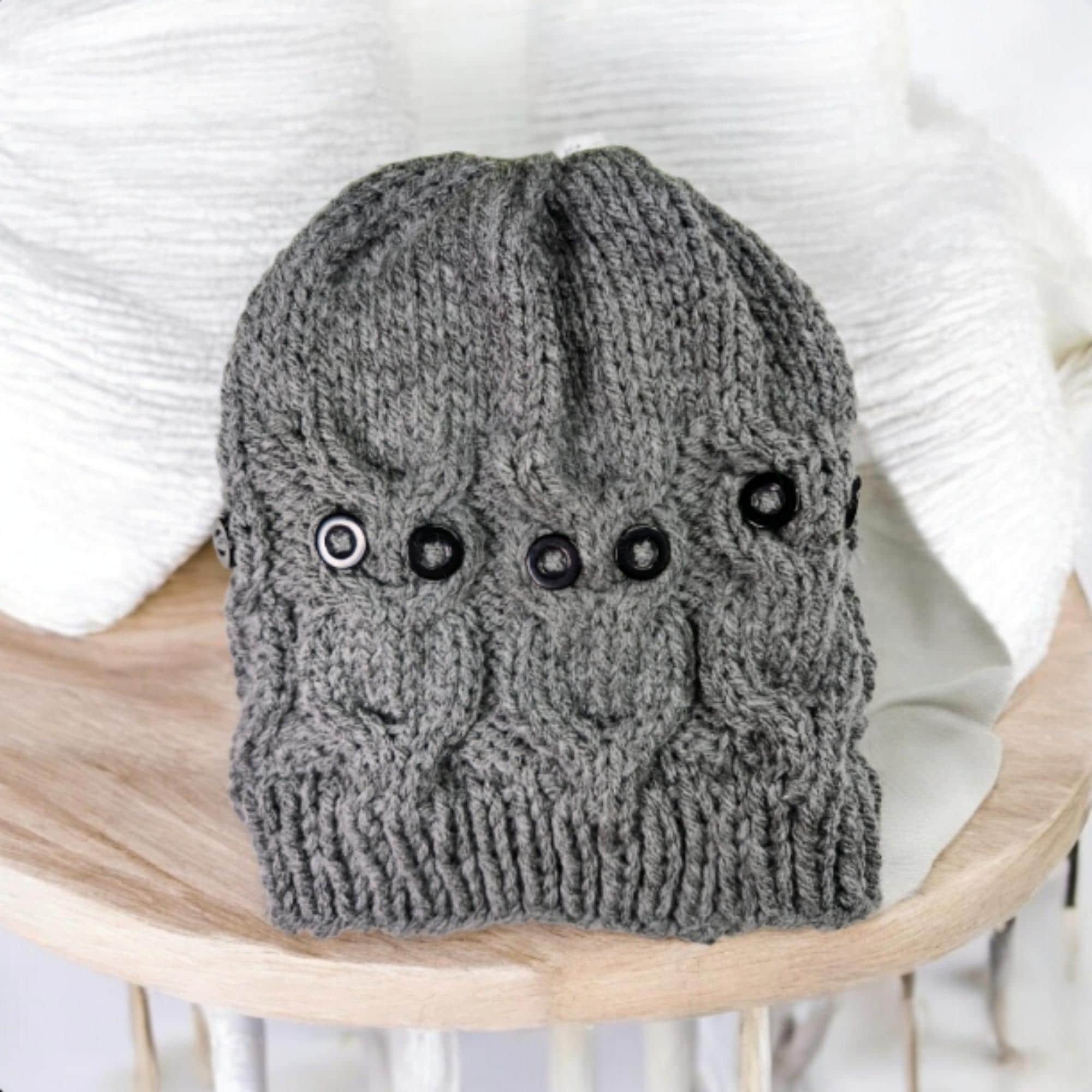 Knit Owl Beanie: Toddler Winter Hat, Photo Prop