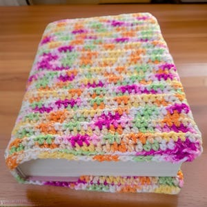 Bible book cover, multi-color, Personalized book sleeve, Gift for book lovers, Boho crochet book protector
