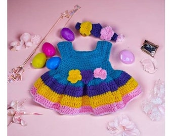 Handmade crochet Easter baby dress set