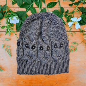 Handmade Knit Owl Beanie, Cute Animal Winter Hat, Cozy Slouchy Knitwear, Unique Winter Accessories