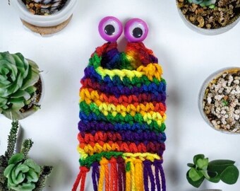 Mini yip yip party favor treat bag finger puppet  - rainbow