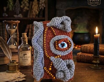 Witchy Halloween Book Cover – Witchy Sisters-Style Crochet Cover, Spellbook-Style Halloween Crochet Book Cover