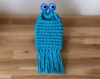 Mini Yip Yip googly eye Martian party favor, treat bag - blue