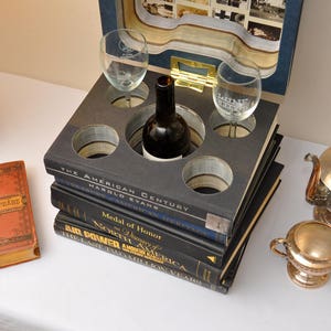 Secret Hidden Book Stack for Wine/Liquor Decanter and glasses image 1