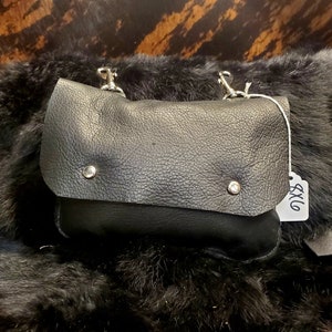 minimalist leather hip bag purse black