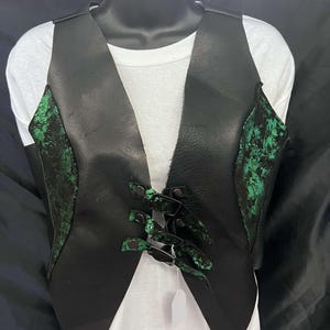 Womens Leather Halter Boustier With Emerald Green Accented Leather