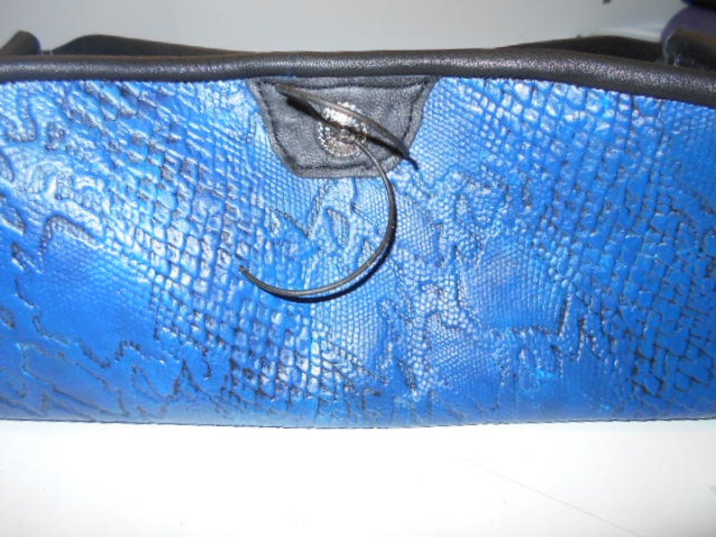 Leather Snake Skin Purse Blue Leather Purse Faux Snake Skin | Etsy