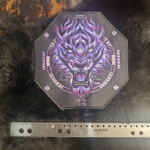 purple sacred geometry tiger sew on back patch