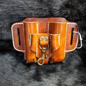 multi-tool utility or construction pouch heavy duty leather