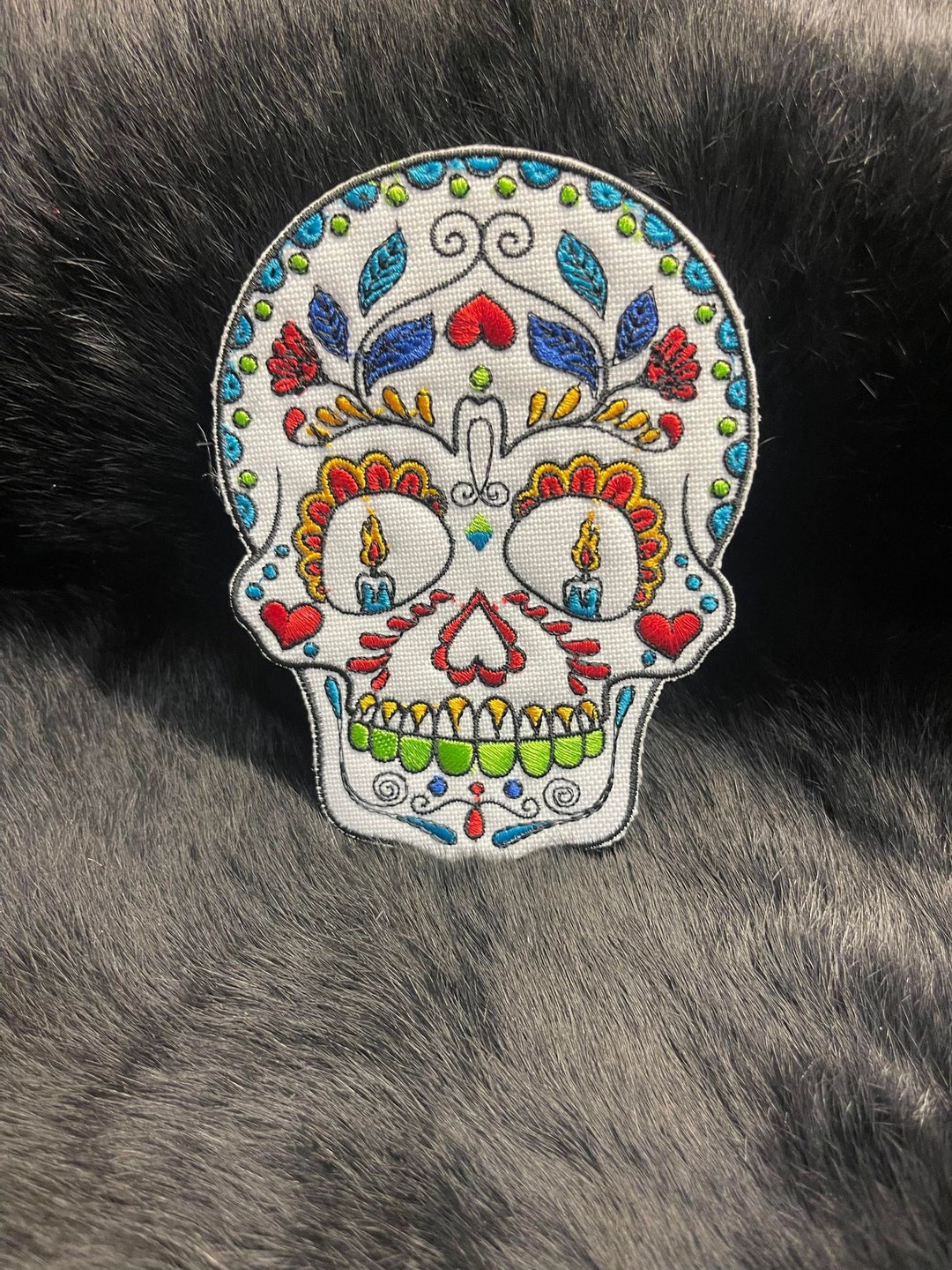 Candle Eyes Sugar Skull Sew on Patch Etsy