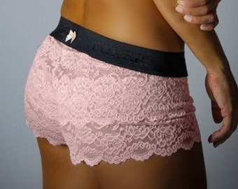 Pink Lace Boxers By FOXERS, Women's sexy underwear, Plus Size Lingerie, Comfortable Undies, gift
