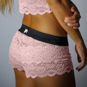 Pink Lace Boxers by FOXERS, Sexy Boxers, Womens Lingerie, Plus