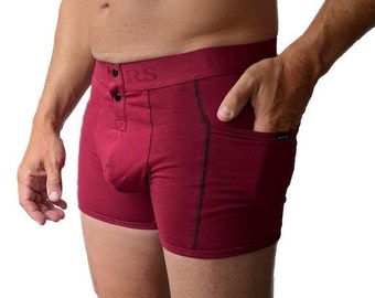Mens boxer briefs with Pockets, Gym Running Underwear, Cotton Boxers, Handmade Boxers, FOXERS