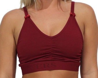 Black Cherry Crop Top with FOXERS logo elastic empire band & Lace Back