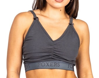 Chargray Crop Top with FOXERS logo Elastic Empire Band
