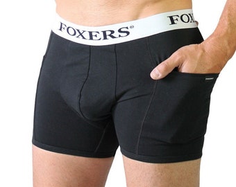FOXERS Black and White Boxer Brief mens underwear with pockets
