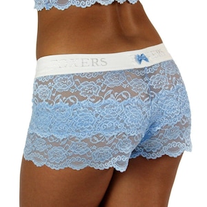 Blue Lace Boxers, Bridal Lingerie, Something Blue Lingerie, Wedding Undies, Seductive Boxers, Womens Lingerie By FOXERS, FXBXR-0411L