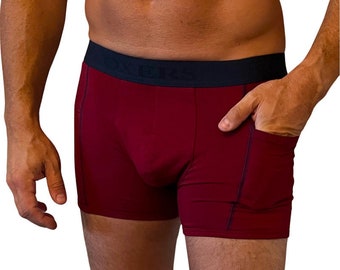 Red Boxer Briefs, Boxers With Pockets, Unique Gifts For Him, Mens Underwear, Christmas Gift, Comfy Sleepwear Men, Plus Size Lingerie, FOXERS
