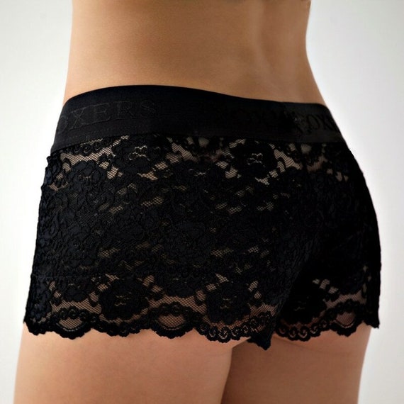 Lingerie, Lace Boxers, Black Underwear, Womens Lingerie, Gothic Panties, Sexy  Lingerie, Seductive Panty, FOXERS, FXBXR-0101L, Plus Size - Etsy