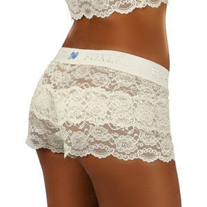 Lace Panties Boy Shorts – Baby Blue – Brides by Tina