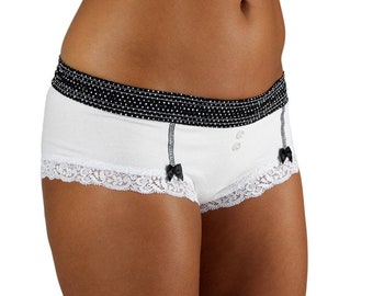 Boyshorts For Women, FOXERS Lingerie, Black And White Boyshorts, Cotton Underwear, Cheeky Panties, Cute Boyshorts, Panties With Pocket