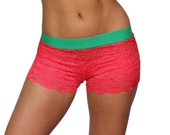 Foxers Women's Melon Berry lace Boxer Shorts, Pink Boxers, Gift For Wife, Comfy Underwear