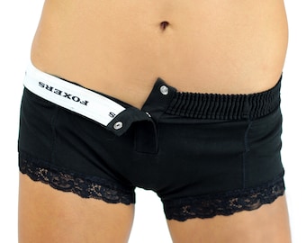 Calzoncillos bóxer para mujer de FOXERS, bragas negras, ropa interior cómoda, bragas sexis con bolsillos, pantalones cortos para estar en casa, ropa interior para dormir, regalos únicos para ella.