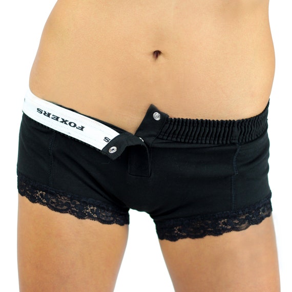 Womens Boxer Briefs by FOXERS, Black Panties, Comfy Undies, Sexy Panties  With Pockets, Lounge Shorts, Sleep Underwear, Unique Gifts for Her -   Canada