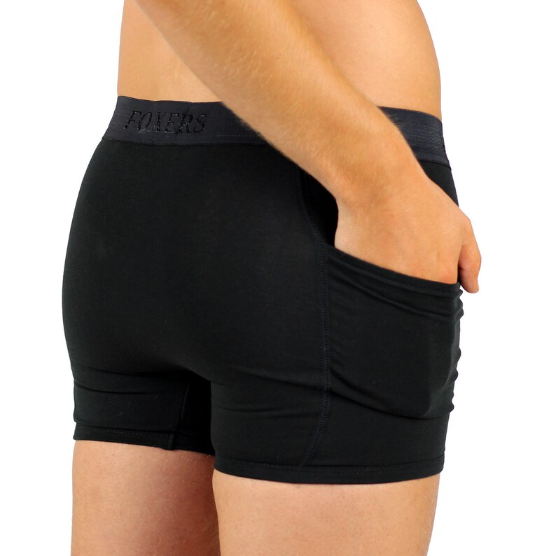 Sporty Mens Black Boxer Brief With Pockets SXXL Foxers Etsy