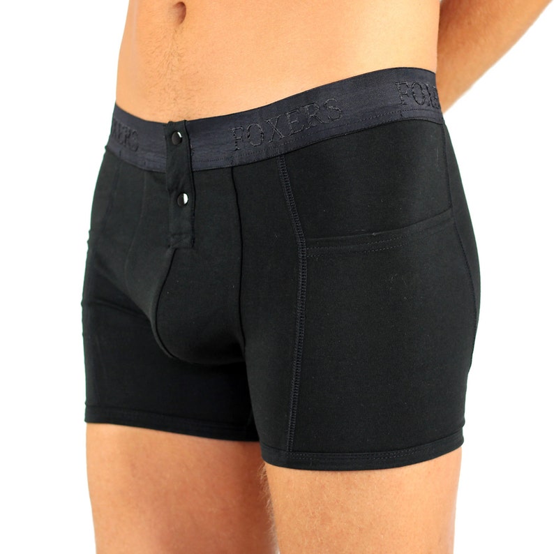 Sporty Mens Black Boxer Brief With Pockets SXXL Foxers Etsy