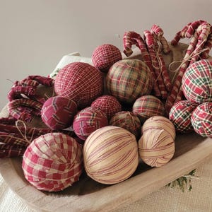 Set of 5 Christmas Dough Bowl Fillers | Candy Cane & Ball Bowl Fillers |Tier Tray Decor | Hostess Gift | Vintage Christmas Decor