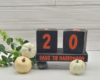 Halloween Countdown Calendar: Black Number Blocks, Handmade Decor