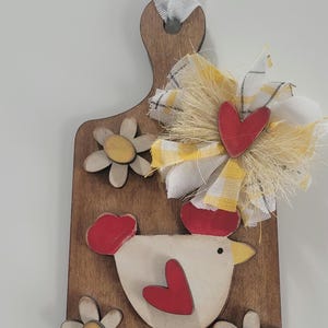 Handcrafted Wood Cutting Board | Chippy Painted Signs | Hostess Gift | Engagement Gift | French Country Decor | Chicken Decor