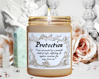 Protection Candle Intention Candle Soy Energy Cleansing Candle Spell Candle Witchy Gift for Her Spiritual Protection Wiccan Gift Angel Gift