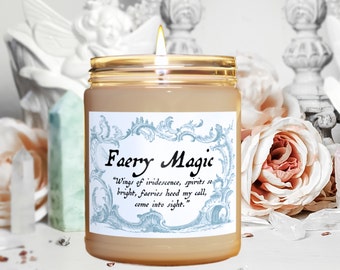 Faery Magic Candle Fae Candle Witchy Gift Faeries Fairy Witchcraft Candle Fairycore Cottagecore Gift Spell Candle Goblincore Enchantment Fae