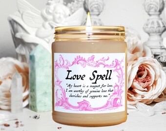 Love Spell Candles Intention Candle Love Ritual Candle Soy Crystal Candle for Love Manifest Love Candle Gift Love Drawing Gift for Friend