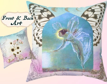 Fairy Whimsigoth pillow Shabby Chic Floral Romantic decor Cottagecore fairy pillow Witchy Aesthetic Moons Butterfly whimsical fairycore Gift