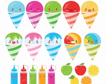 Snow Cone Clipart  - Kawaii Snowcone Clipart Set - Commercial and Personal Use Cliparts