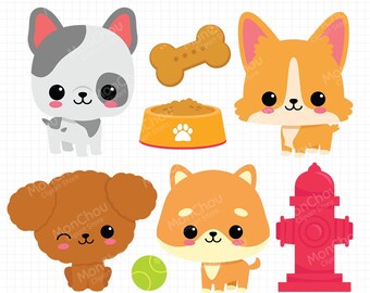 Dog Clipart - Cute Dogs Clipart Set - Instant Download - Commercial and Personal Use Cliparts