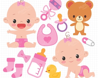 Baby Girl Clipart  - Baby Clipart Set - Instant Download - Commercial and Personal Use Cliparts