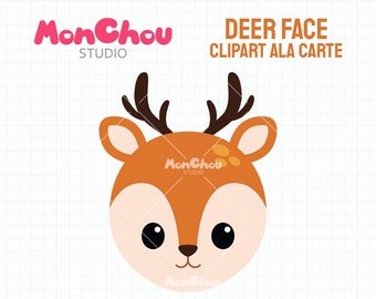 Deer Face Clipart - Cute Deer Clipart Solo Ala Carte