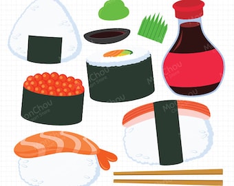 Sushi Clipart  - Cute Sushi Clipart Set - Instant Download - Commercial and Personal Use Cliparts