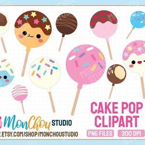 Cake Pop Clipart - Cute Cake Pops Clip Art Set Commercial and Personal ...