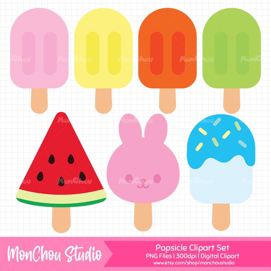 Popsicle Clipart - Ice Pop Clip Art Set - Instant Download - Commercial ...