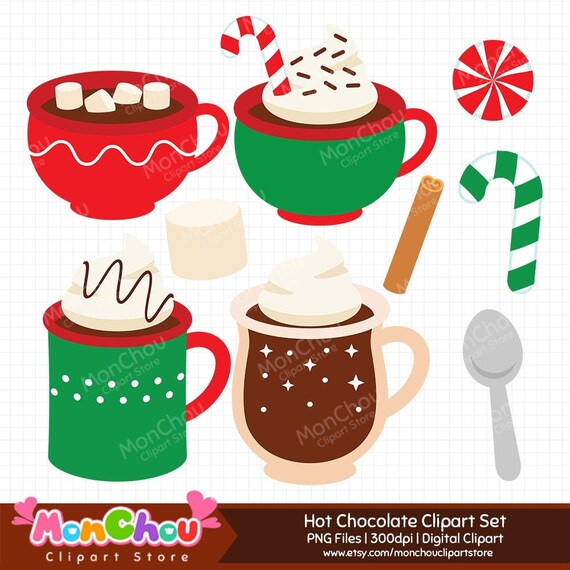 Hot Chocolate Clipart Hot Cacao Clipart Set Commercial Etsy