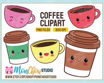 Kawaii Coffee Clipart - Commercial and Personal Use Cliparts