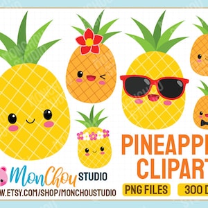 Kawaii Pineapple Clipart - Commercial and Personal Use Cliparts